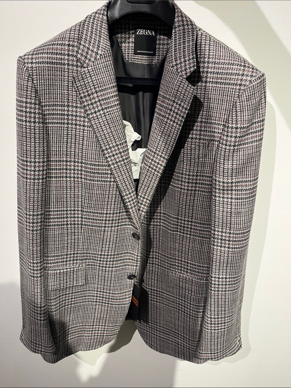 Ermenegildo Zegna Black and Gray Glen Plaid Sport Coat